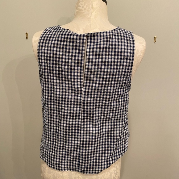 Aqua Pleated Gingham Blouse - Picture 3 of 4